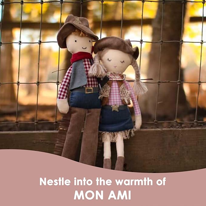 MON AMI Clementine The Cowgirl Doll – 15”, Soft & Elegant Plush Stuffed Doll, Use as Toy or Room Decor, for Kids of All Ages
