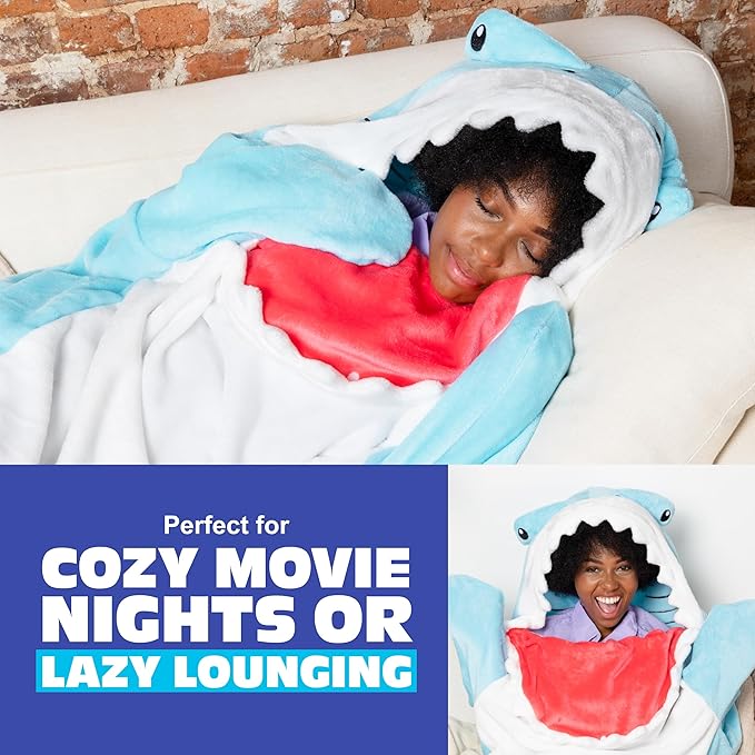 Cozy Concepts Co. Hammerhead Shark Blanket by Relatable, Super Soft Plush Throw for Teens and Kids, A Cozy Dorm Room Essential, Fun Back to School Stuff & Perfect Comfort Gift for Students