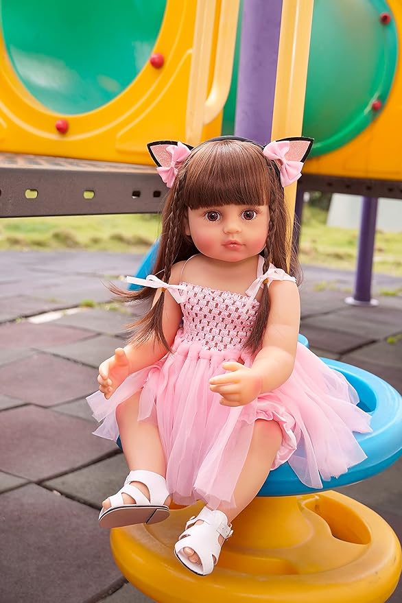Lifelike Reborn Baby Dolls - 22-inch Soft Body Realistic Newborn Baby Doll Silicone Full Body Real Life Baby Dolls with Feeding Kit Toys Accessories for Ages 3+ Year Old Girls or Collection