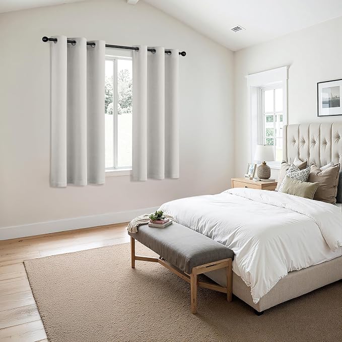 MIULEE Blackout Curtains for Bedroom 2 Panels 40x45 Inch Long Natural White | Thermal Insulated, Living Room Darkening Grommet Drapes, Noise Reducing, Light Blocking Window Treatments
