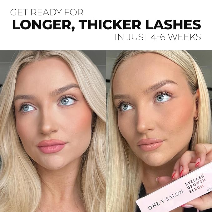 One V Salon Eyelash Growth Serum- Fuller & Longer Looking Eyelashes, Advanced Lash Serum for Longer, Fuller, Thicker Lashes，Natural Lashes, Extensions & Eyebrows, Vegan & Cruelty-Free(3mL)