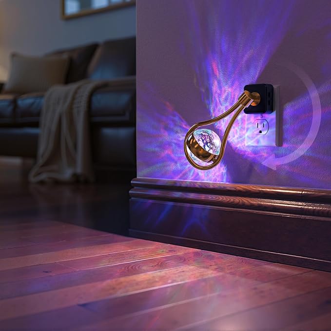 RGB Night Lights Plug into Wall, Color Changing Nightlight | Dusk to Dawn Sensor, 330° Rotating Night Light with Waterdrop Design, Ideal for Bedroom, Hallway, Living Room, Home Decor