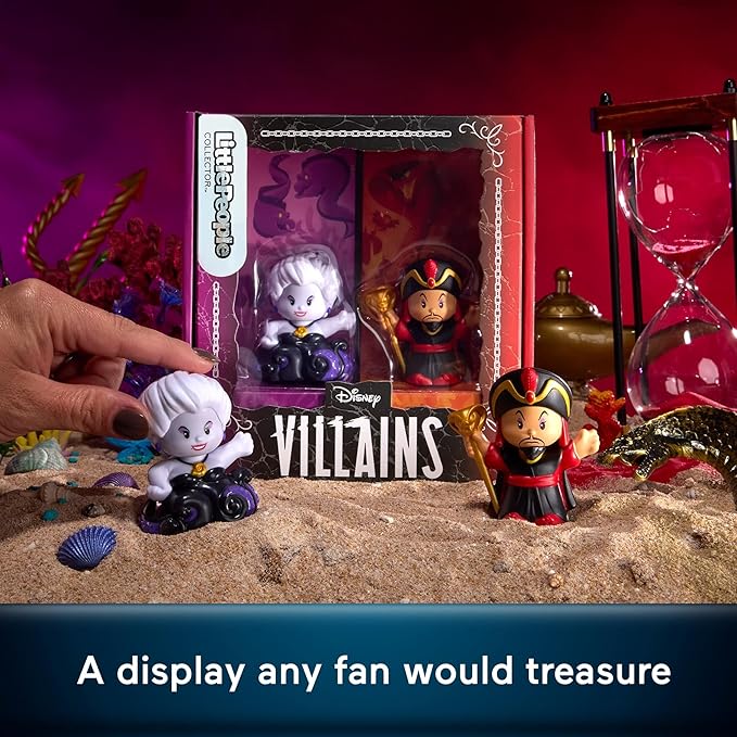 Little People Collector Disney Villains Jafar & Ursula Special Edition Set for Fans, 2 Character Figures in a Display Package