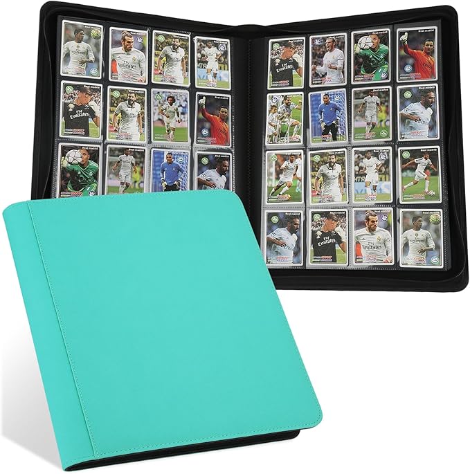 GERMUN Trading Card Binder 16 Pocket, 1024 Pockets Card Binders, Card Collection Binder, Card Album Folder for MTG, TCG, Sports Cards, Game Cards (Lake Blue)