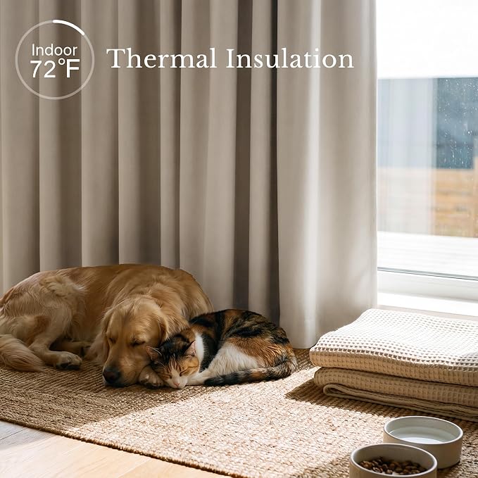 NICETOWN Window Treatment Thermal Insulated Rod Pocket Room Darkening Curtains/Drapes for Bedroom (Cream, 2 Panels, W42 x L63 inches)