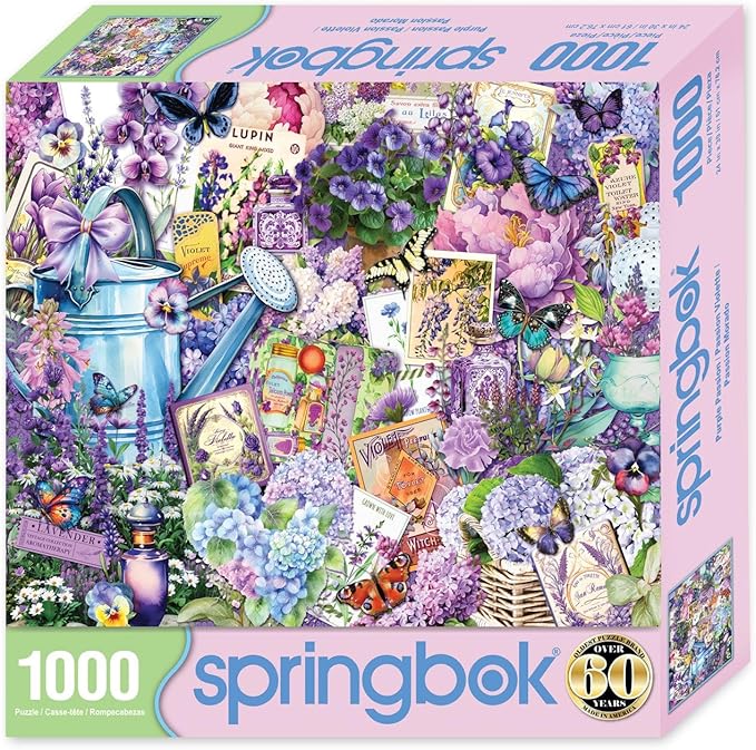 Springbok Purple Passion 1000 Piece Jigsaw Puzzle for Adults - Floral Collage - Unique Cut Pieces - Made in USA