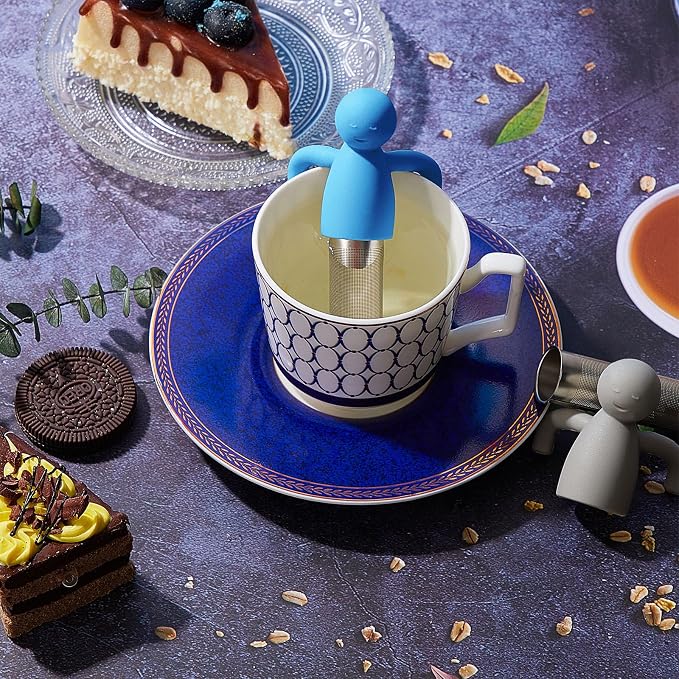 Hicarer 2 Pieces Tea Infuser for Loose Tea Cute Fine Mesh Tea Strainer Stainless Steel Tea Filter Ball Tea Diffuser Steeper for Teacups Teapots (Blue,Purple)