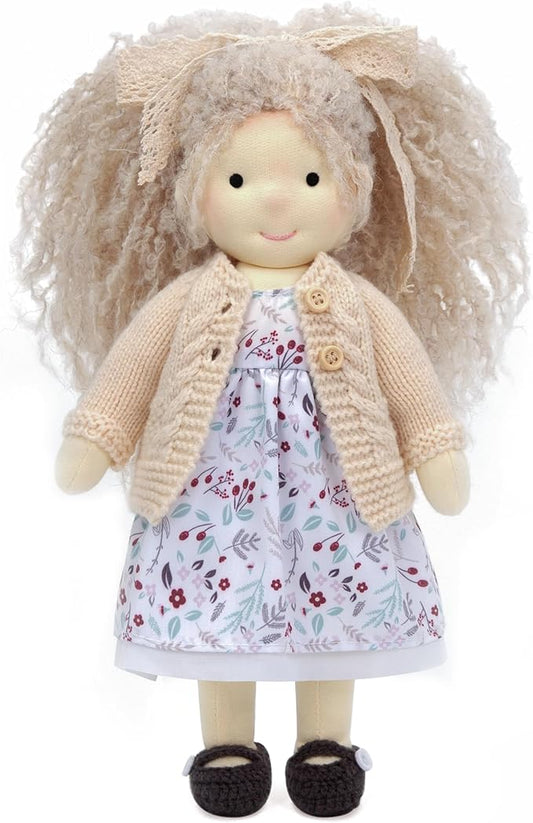 Waldorf Doll Handmade Rag Doll - Personalized Collectors Plush Doll for Kids Birthday Present with Beautiful Present Box-Kiki 12"