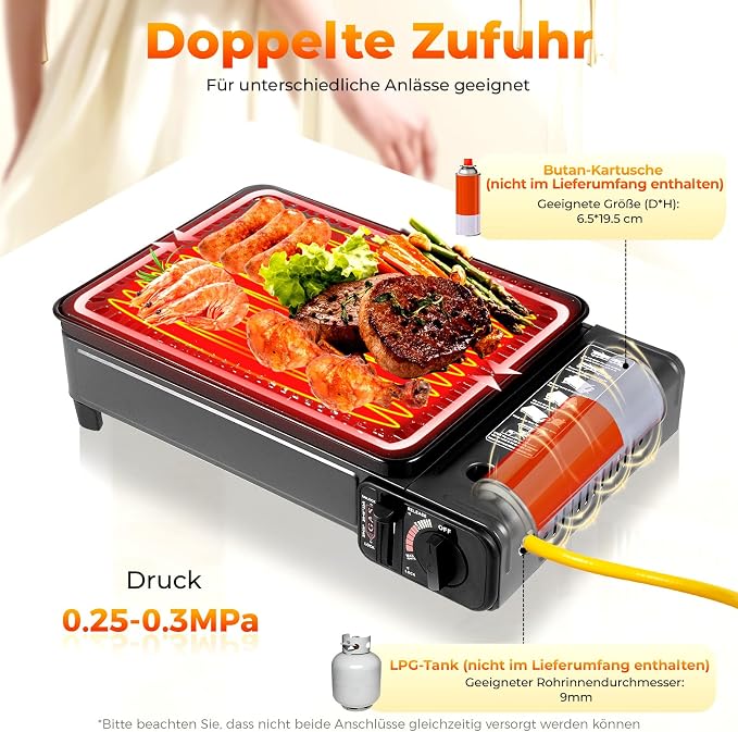 Butane Grill Stove, Portable Camping Grills Gas Stoves with Grills Tray & Carrying Case, Butane Camping Stove for Camping, Korean BBQ, Traveling, Trekking, Outdoor Cooking
