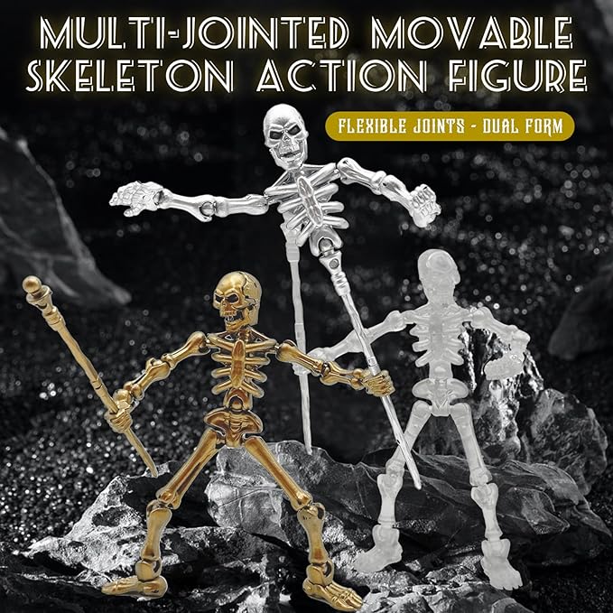 6 Pack T13 Action Figures Set—Halloween Skeleton Action Figure Titan 13/Dummy 13/Lucky 13, DIY Multi-Jointed Movable Mini Skeleton Toy Halloween Miniatures Gift Decor