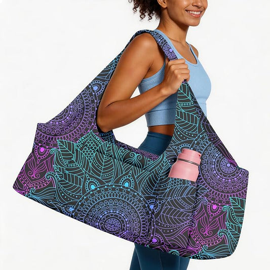 Women's Yoga Bag with Yoga Mat Carrier - Large Mat Pocket Fitness Tote for Pilates, Gym, Travel, Office & Beach