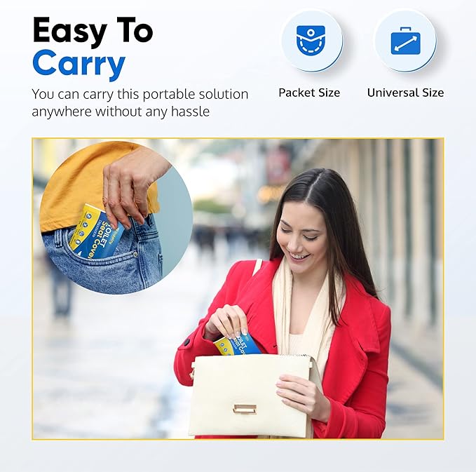 Toilet Seat Covers Disposable Flushable Travel Pack of 50, XL Biodegradable Paper Toilet Seat Covers for Adults & Kids, Public Restroom, Airplane & Camping Travel Essentials