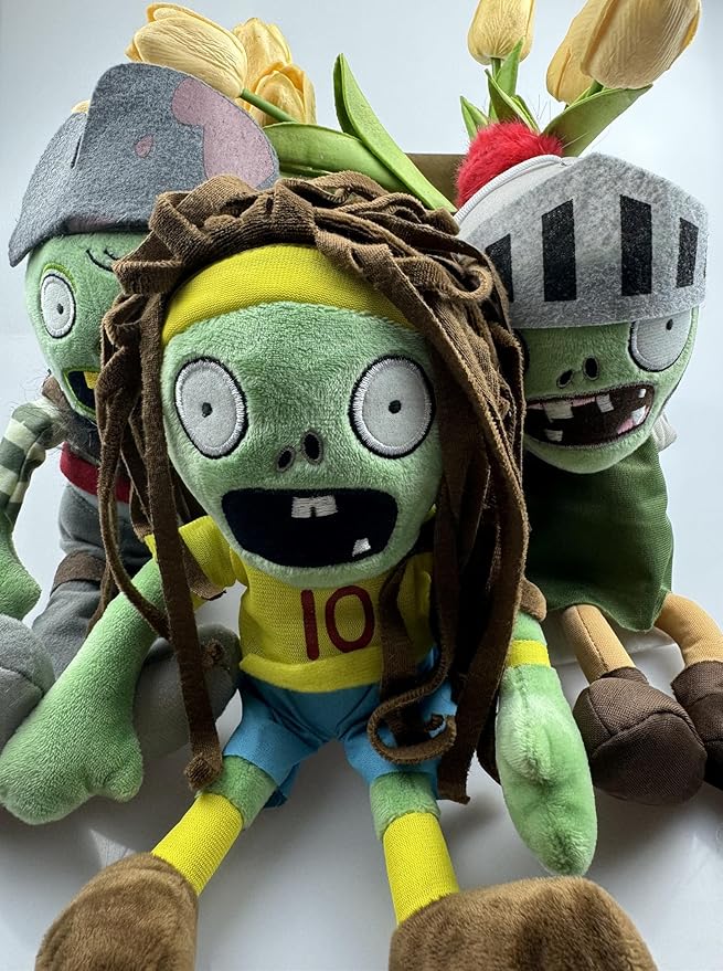 JHESAO 3 PCS Plants and Zombies Plush Zombies Sets Toy Captain Zombie, 1 2 Stuffed Soft Knight Zombie Doll, PVZ Plushies Figure Doll New