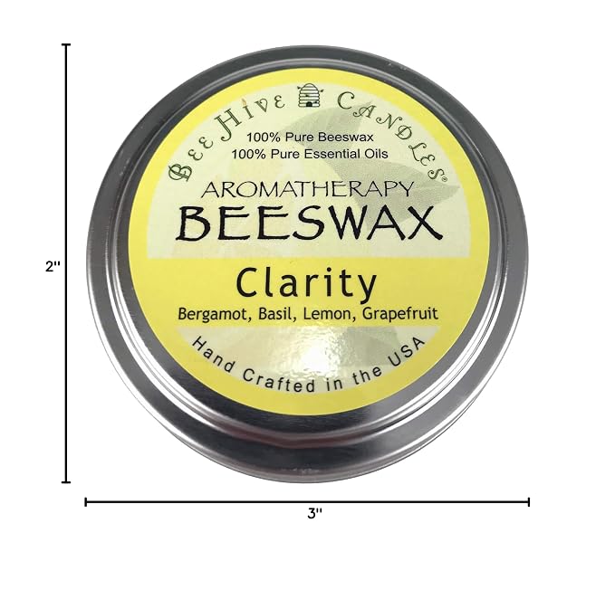 Bee Hive Candles Aromatherapy Beeswax Travel Tin (Clarity, 6oz)