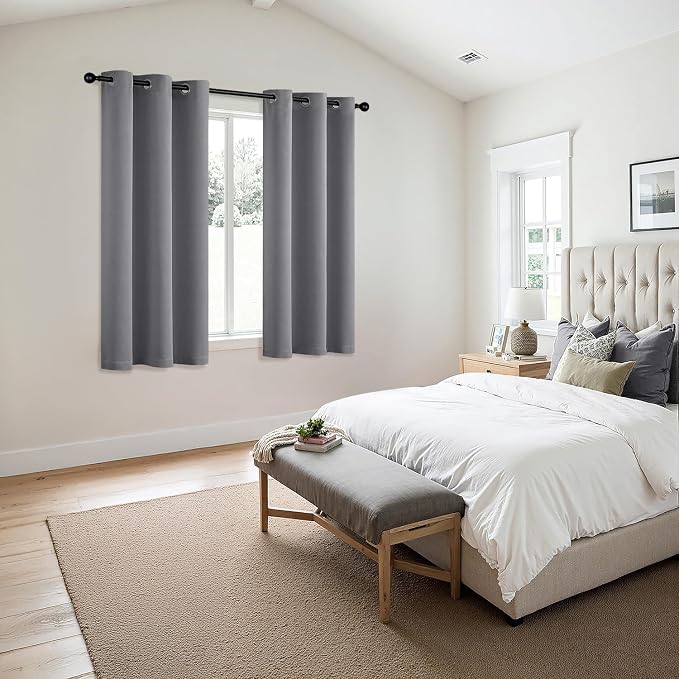 MIULEE Blackout Curtains for Bedroom 2 Panels 40 x 54 Inch Long Light Gray | Thermal Insulated, Living Room Darkening Grommet Drapes, Noise Reducing, Light Blocking Window Treatments
