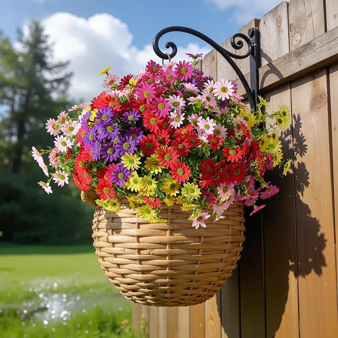 Alupssuc 20Pcs Artificial Flowers for Outdoors UV Resistant，No Fade Faux Daisy Flowers Weatheroof Fake Flowers for Indoor Outdoor Decor Real Touch Silk Flowers for Garden Proch Patio Mixed 5 Colors