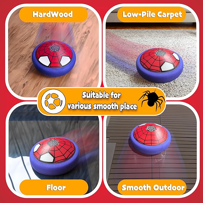 Soccer Toys for Boys 4-6 Hover Soccer Ball Indoor Gifts for Boys Kids Toys Birthday Gifts for 4 5 6 7 8 9 10 Year Old Boy Air Floating Soccer Toy with LED Lights Foam Bumper