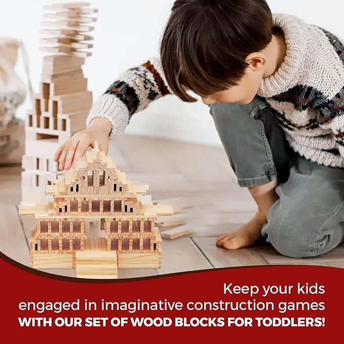CHH Wooden Planks Building Set | 100pcs Wooden Building Blocks STEM Playset for Kids 3+ | Educational Architecture for Kids STEM Building Toy