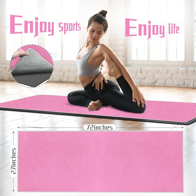 Yoga Towel, Ultra-Absorbent Yoga Mat Towel for Hot Yoga Towel Non Slip, Featuring Ultra-Stylish Prints, Ideal for Workouts, Hot Yoga, Bikram, Pilates Equipment,72 x 27 in,Pink