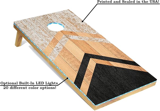 Tailgating Pros Lightweight Cornhole Boards - 4'x2' Modern Wooden Designs Cornhole Game w/Carrying Case & Set of 8 Corn Hole Bean Bags w/Tote