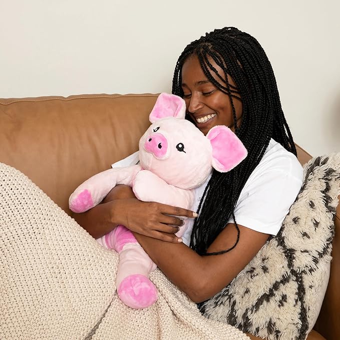 Harper The Pig 20 Inch 4.5 lb Heavy Cute Sensory Weighted Comfort Plush | Large Unscented Washable Self Care Calming Stuffed Animal for Kids, Teens and Adults