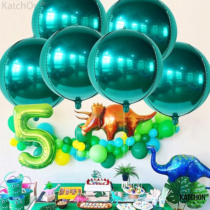 KatchOn, Metallic Emerald Green Balloons - Big 22 Inch, Pack of 6 | Dark Green Mylar Balloons, Emerald Green Foil Balloons for Emerald Green Party Decorations