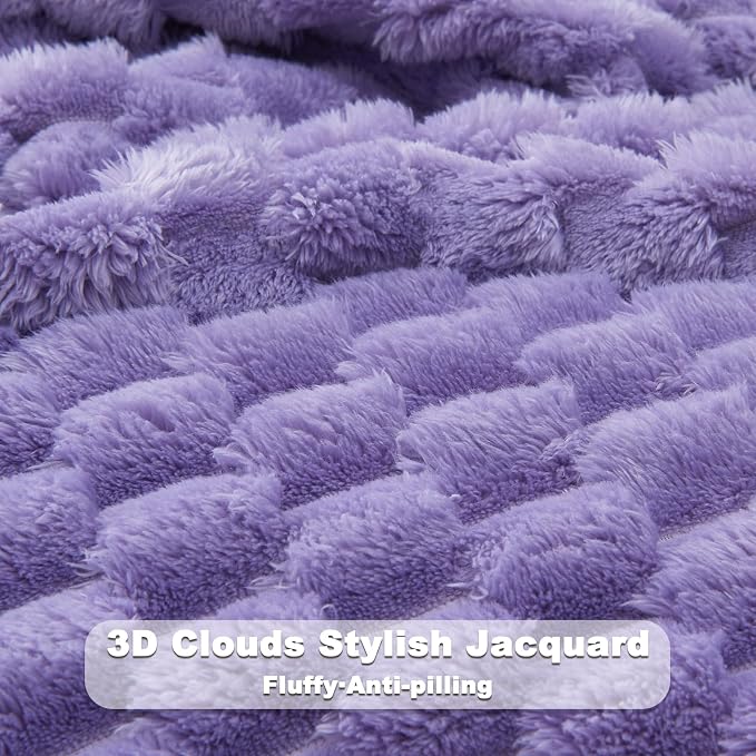 NEWCOSPLAY Fleece Clouds Cozy Throw Blanket for Couch, Lavender, 50"x60" | Premium Silky Flannel Blanket, Soft Lightweight Fluffy Throw Blanket for Bed Sofa Decor, Gift for All Season Use