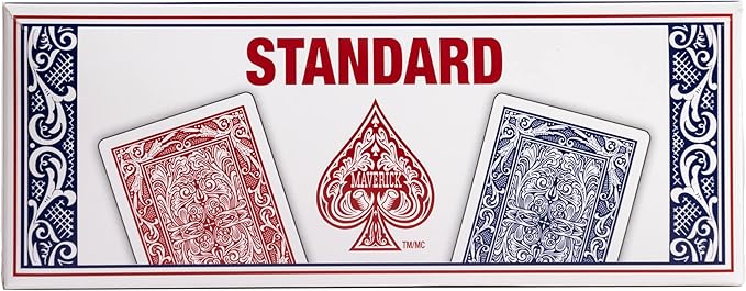Maverick Playing Cards 12 Pack, Standard Index, Red and Blue Decks, Bulk Playing Cards for Poker, Card Games, and Family Game Night