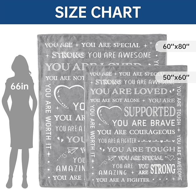 Gifts for Women Men- Get Well Soon Blanket | Sympathy Gifts for Him Her, Thinking of You Present, Inspirational Birthday Gift for Dad Friend Brother Son, 80'' x 60''