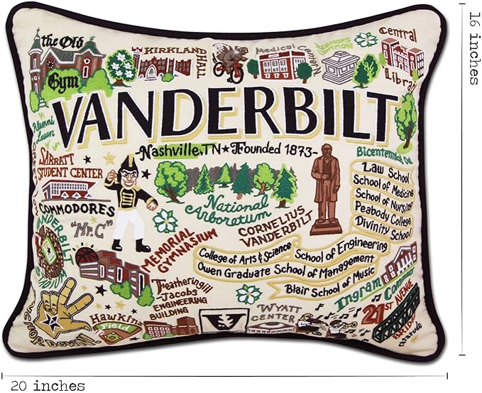 Catstudio Vanderbilt University Collegiate Embroidered Decorative Throw Pillow