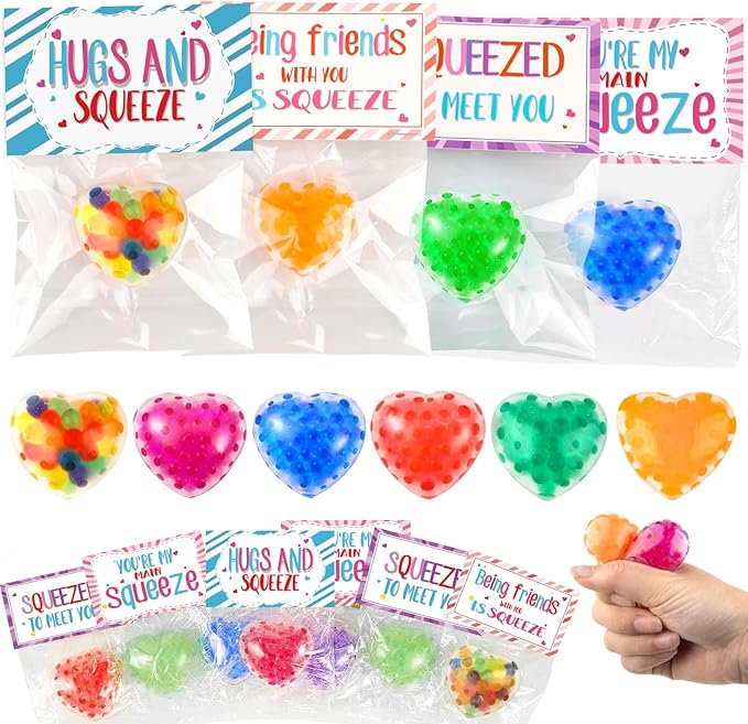 24Pack Valentines Day Cards with Heart Balls Valentines Day Gifts for Kids Valentines Exchange Cards for Boys Girls School Classroom Party Favors