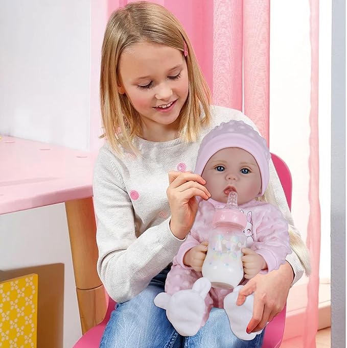 Milidool Reborn Baby Dolls Lifelike Girl Doll 18 inch Realistic Newborn Baby Doll Real Looking Silicone Baby Dolls Girl with Feeding Complete Accessories for 3+ Years Old Gifts