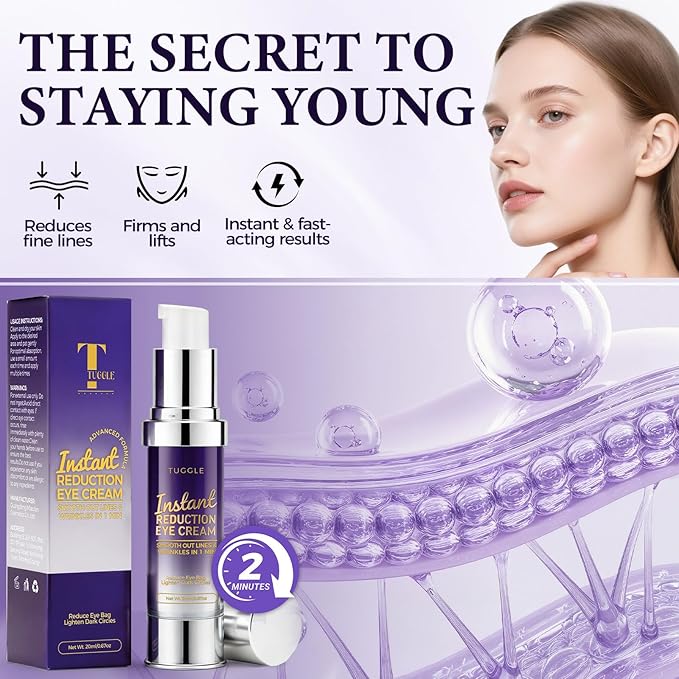 Tuggle Instant Eye & Face Tightening Serum, Instant Face Lift Cream Rapid Improve Under Eye Bags and Puffiness, Tightener Wrinkles & Fine Lines Fast, for Women & Men in Minutes, 0.67 oz