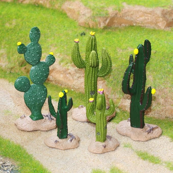 Gemini&Genius Cactus Plant Action Figure Toys for Kids Green Plant Cacti Great for Sand Table Landscape Scene Accessories Decoration-5Pcs