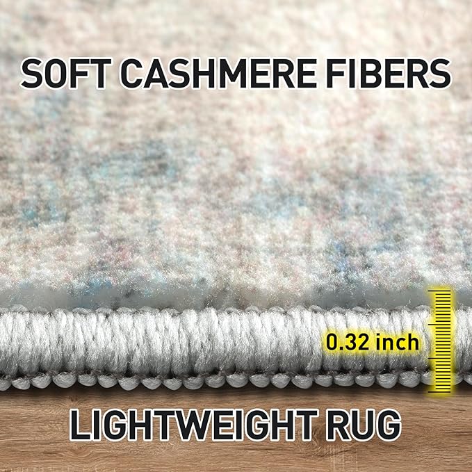 5x7 Area Rugs Washable Rug: Modern Abstract Living Room Rug Soft Anti-Skid Thin Carpet Indoor Floor Non-Shedding Carpets for Bedroom Dining Room Farmhouse Nursery Home Office - Multi Color