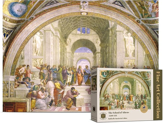 Antelope - School of Athens Puzzle Fresco Raphael Officially Licensed - 1000 Pieces High Resolution, Matte Finish, Smooth Edging, No Dust Classic Artistic Puzzle