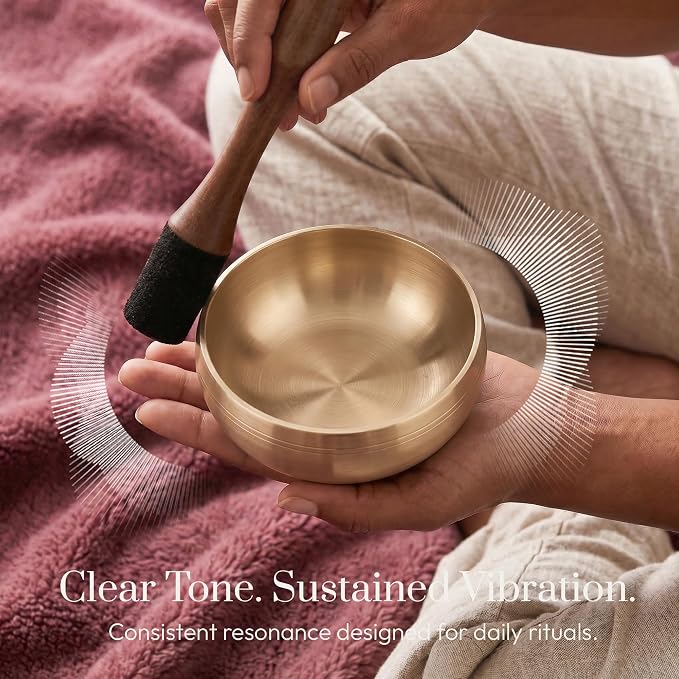 Silent Mind Tibetan Singing Bowl Set – Easy to Play & Beginner Friendly Meditation Bowl with Cushion & Mallet | Stress Relief & Mindfulness | Gift-Ready