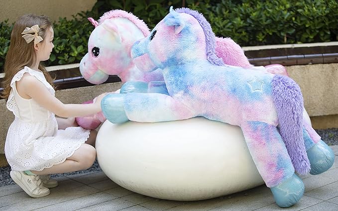 Tezituor 43in Giant Unicorn Stuffed Animal, Big Stuffed Unicorn Toys for Girls and Women, Rainbow Purple Unicorns Plush Gifts for Valentines Day, Christmas, Birthday and Party