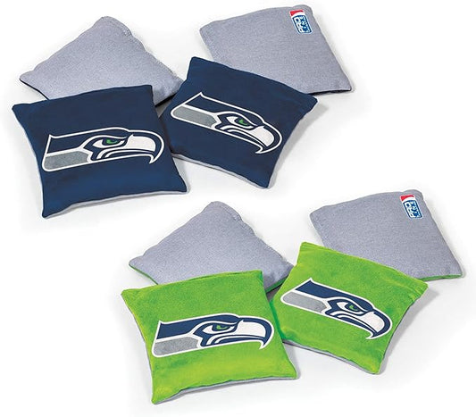 NFL Pro Football Dual Sided Bean Bags by Wild Sports, 8 Count, Premium Toss Bags for Cornhole Set - Great for Tailgates, Outdoors, Backyard