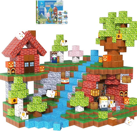 200PCS Magnetic Building Blocks for Kids, Magnet Cubes STEM Educational Magnet Stacking Toys for Age 3-5 4-8 8-12, Sensory Play Montessori Toys for Boys and Girls, Creative Construction Forest River