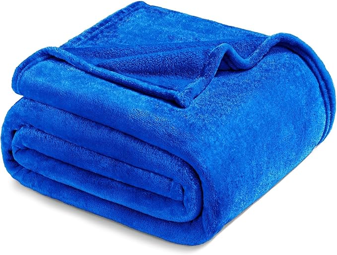 Exclusivo Mezcla Soft Fleece Blanket Queen Size for Bed, Cobalt Blue | 90x90 Inches, Double-Sided Brushed Flannel, Lightweight Plush Cozy Blanket for Home Decor, All Season, Machine Washable
