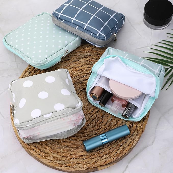 ElevateTech Sanitary Napkin Storage Bags, 4 Pcs Pad Bag for Period Tampon Bags Portable Menstrual Pad Pouch Feminine Pouch First Period Bag Gifts for Women