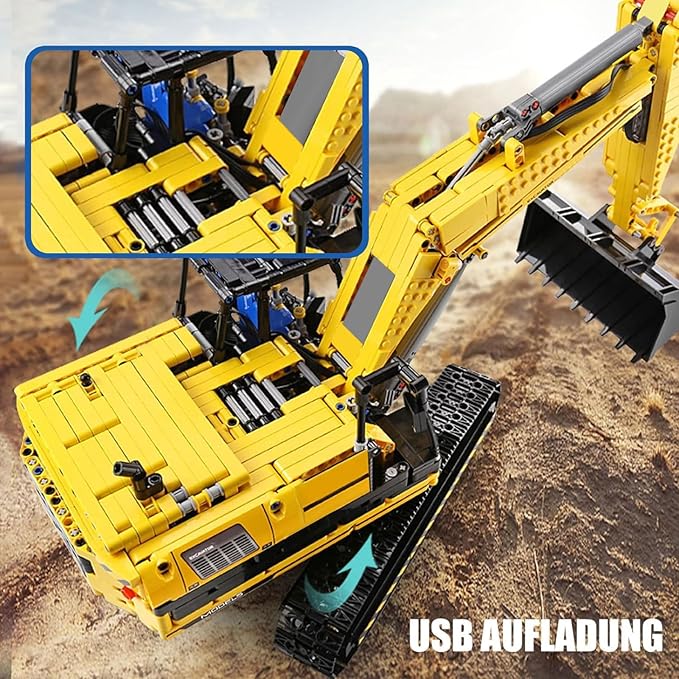 Mould King 13112 RC Excavator Building Set for Boys, 1830 Pieces Building Blocks APP Remote Control Truck Construction Vehicles Model with Motor, STEM Engineering Toys for Kids