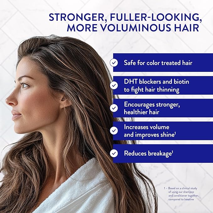Routine Wellness Anti-Thinning Shampoo and Conditioner Set for Thinning Hair - Biotin DHT Blocker Women & Men - Color Safe Shampoo for Hair Loss & Healthier Hair - Citrus Bloom & Mint Leaf (Pack of 2)