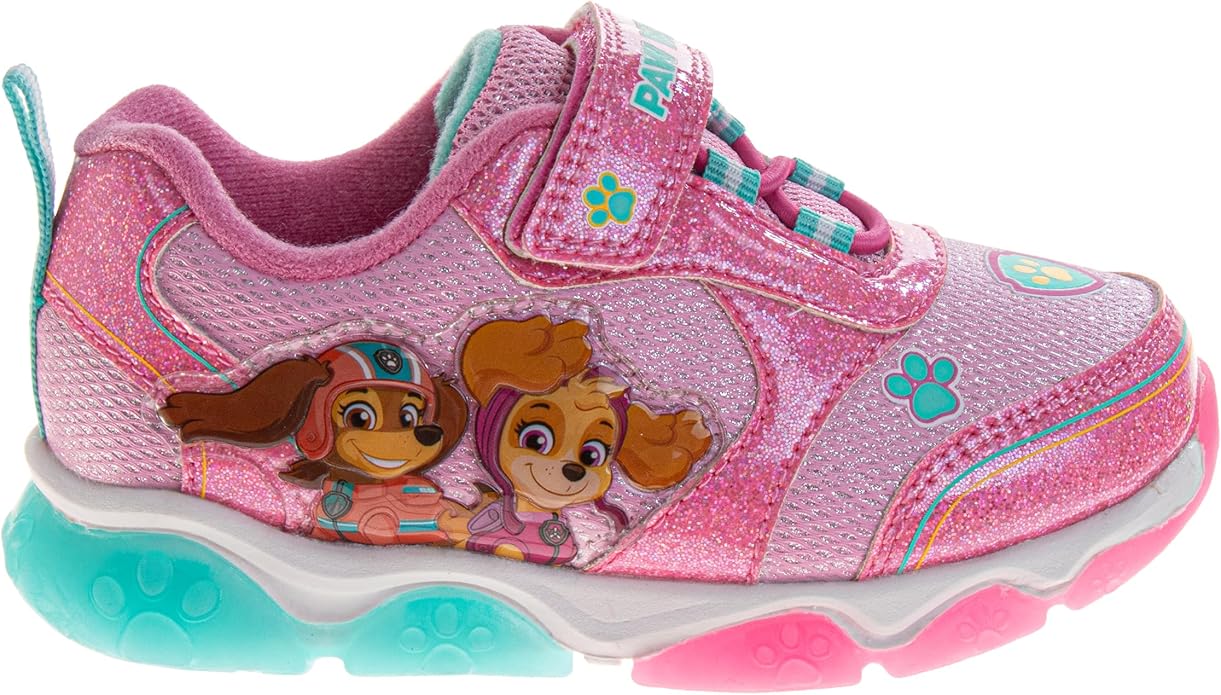 Girls Character Shoes Light Up Shoes LED Athletic Shoes for Girls Disney Princess Moana Little Mermaid Stitch Minnie Frozen Paw Patrol (Sizes: 5-10 Toddlers / 11-12 Little Kid)