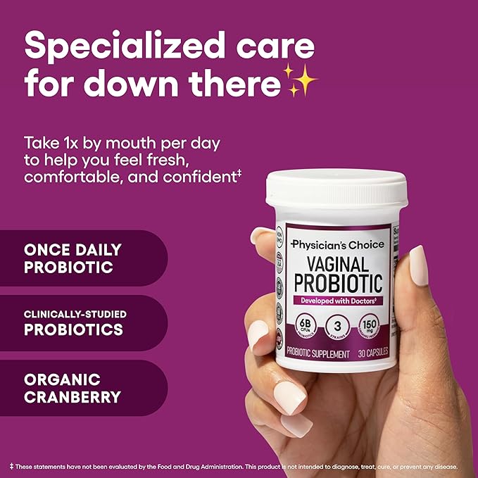 Physician's CHOICE Vaginal Probiotics for Women - pH Balance, Odor Control, Yeast Balance, Vaginal Flora & Feminine Health - 6B CFU with Organic Prebiotics and Cranberry Extract - 30 CT (Pack of 3)