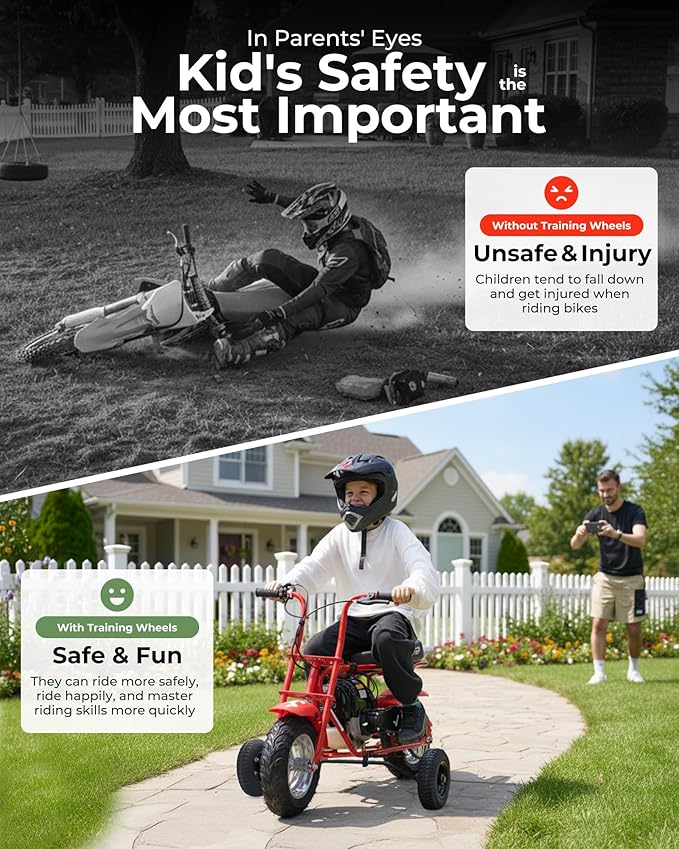 Dirt Bike Training Wheels 4PR Compatible with Razor MX500 MX125 MX400 MX350 MX650 SX500 & PW50 CRF50 XR50 TTR50 PW80, CT100U CC100X CT200U, Adjustable Height, 10 Years Warranty