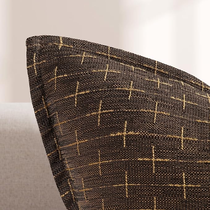 Pillow Covers 22x22 Set of 2 Soft Polyester Textured Pillow Covers with Stylish Flange Edge Cozy Farmhouse Throw Pillows for Couch Bed Sofa Living Room