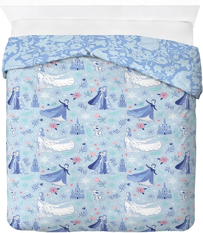 Jay Franco Kids Duvet Cover Set with Sham & Pillowcase – Ultra-Soft Bedding for Room Decor, Cover ONLY Comforter NOT Included, Blue - Frozen, 3 Piece Full