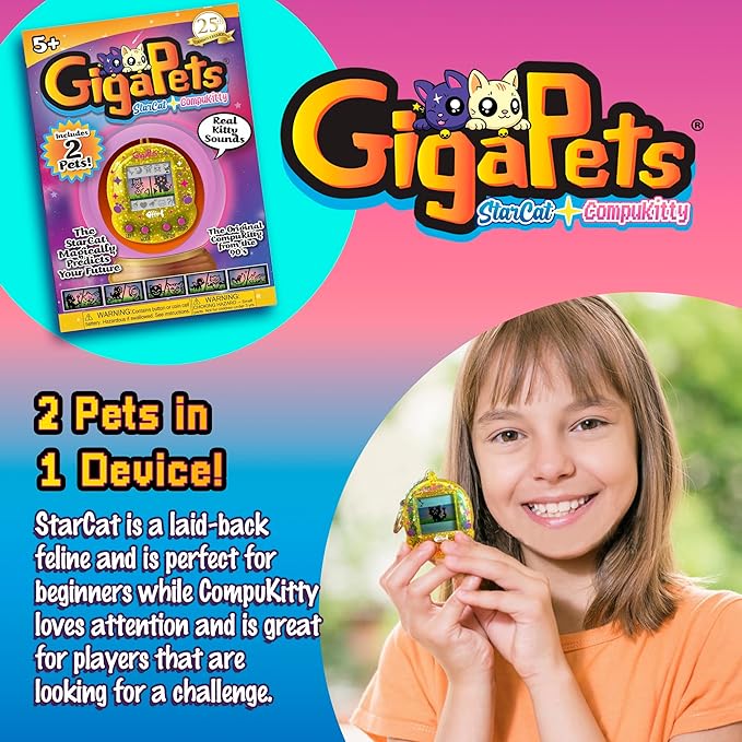 Giga Pet Virtual Pet for Kids Ages 5 and Above, 90s Throwback Upgraded Collector’s Edition, Animal Care for Kids